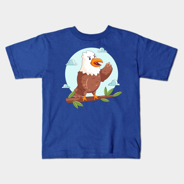 Hawk Angry Cartoon Illustration Kids T-Shirt by Mako Design 